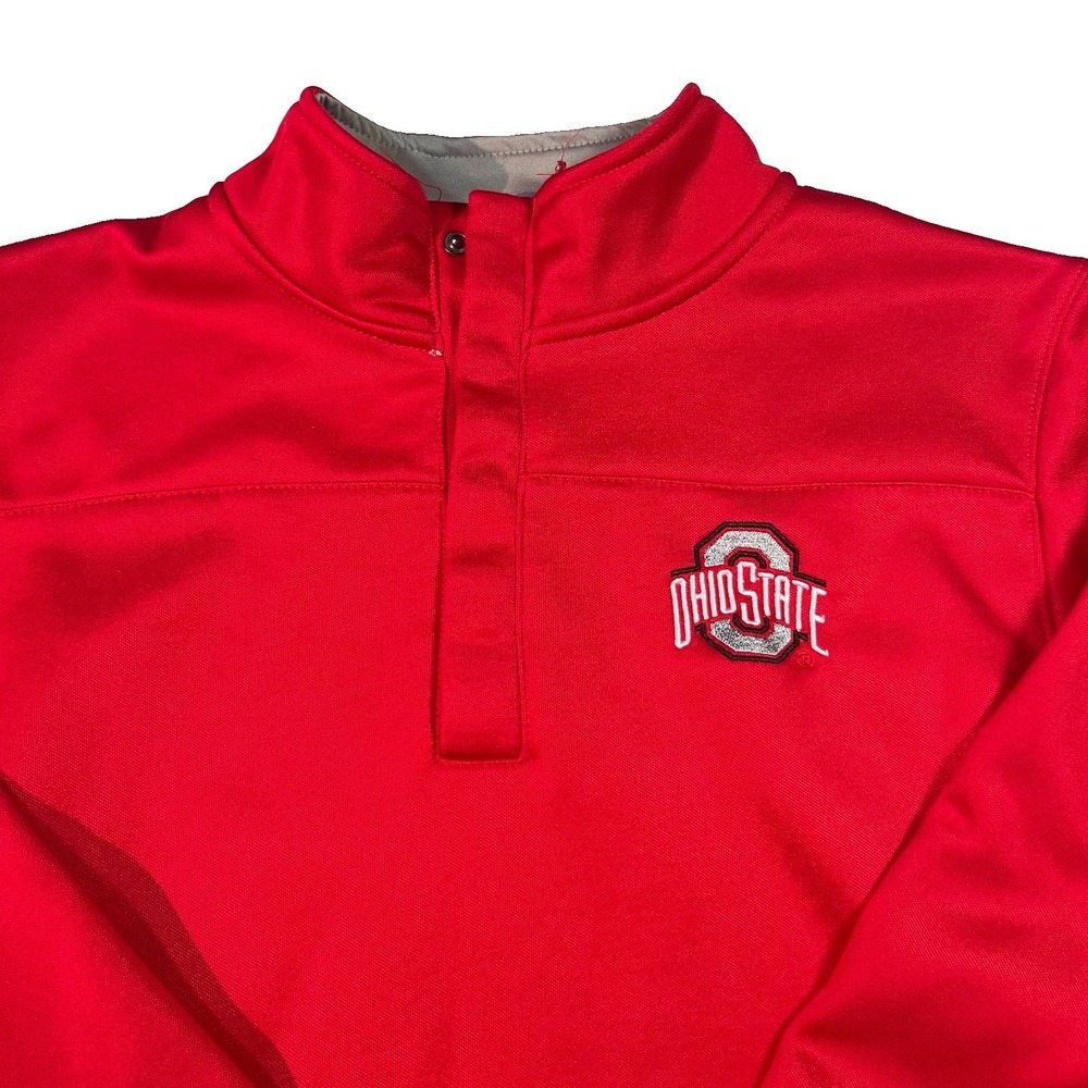 Colosseum Ohio State Buckeyes Mens L Quarter Zip Snap Sweatshirt Red Colorblock